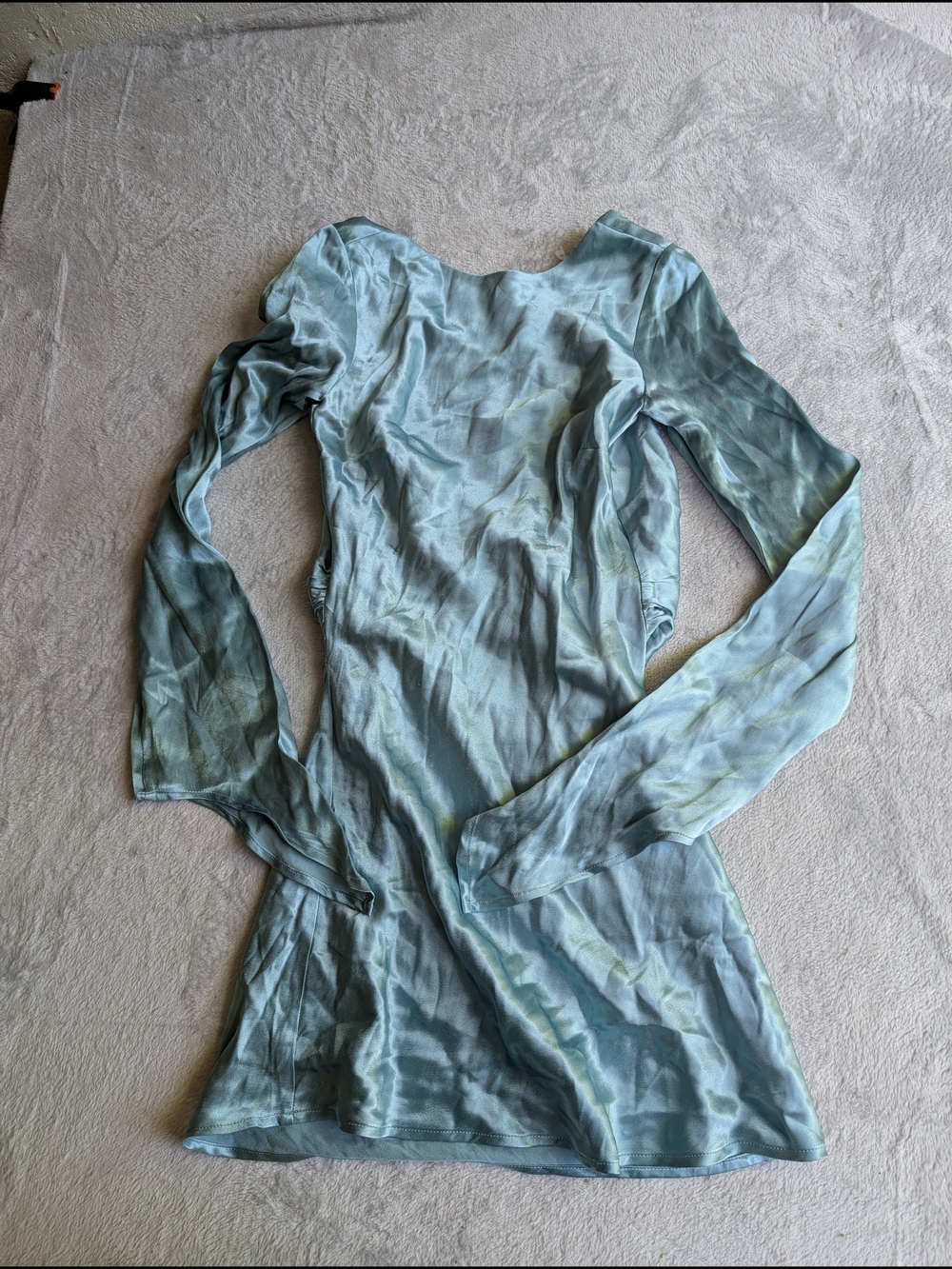 Meshki Pale Blue Tie-Dye Long Sleeve Mini Dress